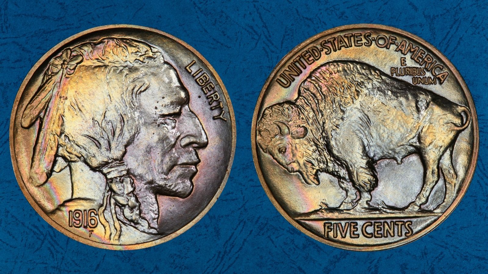 1916 Matte Proof Buffalo Nickel showing the distinctive satin granular surface finish
